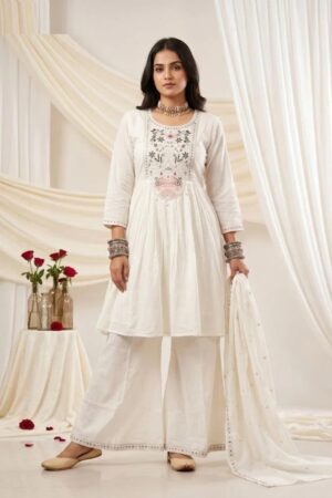 Nisha K 1068 Embroidered Kurti With Bottom Dupatta Rehmat Boutique