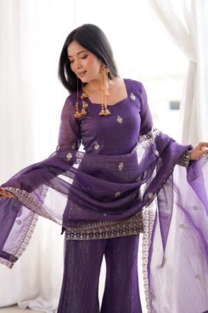 Dhuveda 01 Silk Embroidered Kurti With Bottom Dupatta Rehmat Boutique