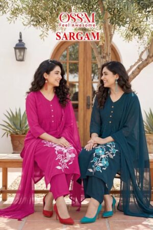 Ossm Sargam Mal Chanderi Embroidered Kurti Set With Dupatta Rehmat Boutique