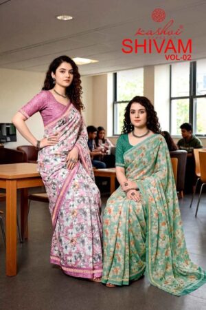 Kashvi Shivam Vol 2 Dull Moss Printed Saree Collection Rehmat Boutique