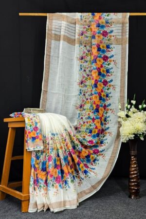Scmg Flora J Linen Printed Saree Collection Rehmat Boutique