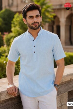 B Desi Vol 3 Pure Khadi Linen Short Kurta For Mens Rehmat Boutique