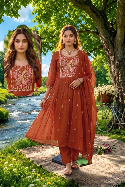 20260619043724.17817755891092571439 Siddhi Vol 8 Mal Chanderi Anarkali Kurti Set Collection Rehmat Boutique Siddhi Vol 8 Mal Chanderi Anarkali Kurti Set Collection Rehmat Boutique