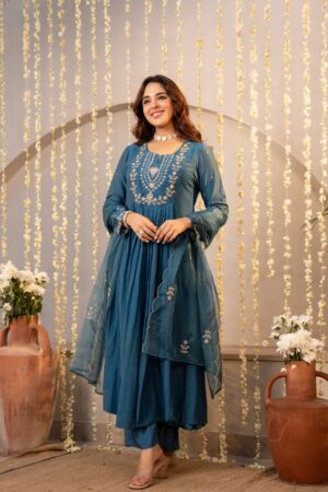 Dhruvi 475 Silk Anarkali Kurti With Bottom Dupatta Collection Rehmat Boutique