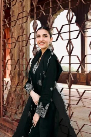 Dhruvi 479 Chanderi Embroidered Black Kurti Set With Dupatta Rehmat Boutique