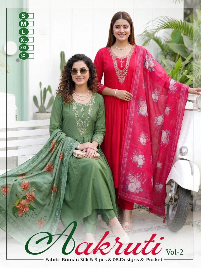 1783093402 Aakruti Vol 2 Roman Silk Embroidered Kurti Set With Dupatta Rehmat Boutique Aakruti Vol 2 Roman Silk Embroidered Kurti Set With Dupatta Rehmat Boutique