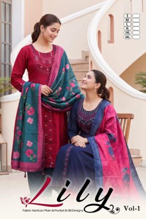 Lily Vol 1 Vertican Embroidery Worked Kurti Bottom With Dupatta Rehmat Boutique