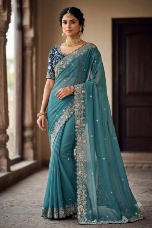 Vt 882 T Star Georgette Embroidery Worked Saree Collection Rehmat Boutique