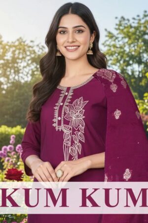 Kum Kum Vol 2 Roman Silk Embroidered Kurti Bottom With Dupatta Rehmat Boutique