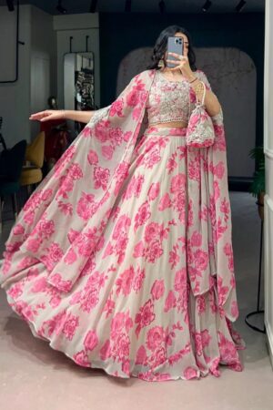 Taraa L 1144 Georgette Designer Indo Western Lehenga With Batwa Rehmat Boutique