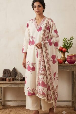 Nisha K 1083 Cotton Hand Work Kurti With Bottom Dupatta Rehmat Boutique