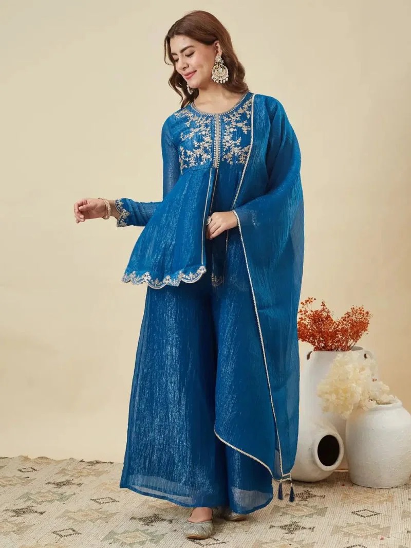 1783503674 Navya Kurti 273 Crunchy Silk Embroidered Salwar Palazzo Set Rehmat Boutique Navya Kurti 273 Crunchy Silk Embroidered Salwar Palazzo Set Rehmat Boutique