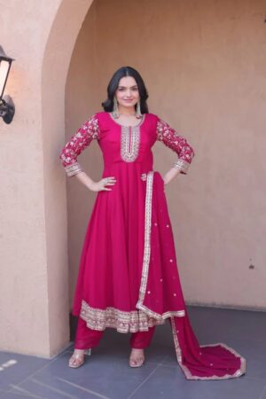Ka 1253 Faux Georgette Embroidered Gown With Bottom Dupatta Rehmat Boutique