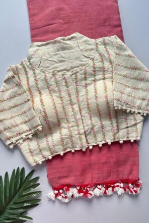 Khadi Vol 29 Khadi Collar Blouse With Cotton Saree Collection Rehmat Boutique
