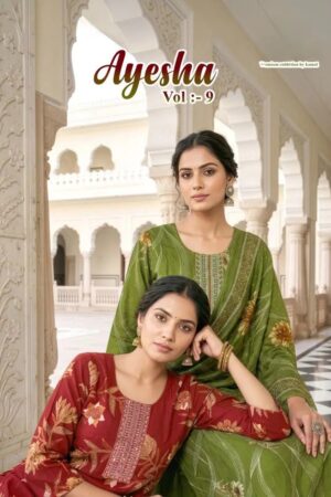 Ayesha Vol 9 Printed Kurti With Bottom Dupatta Collection Rehmat Boutique