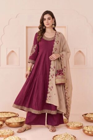 Nisha K 1100 Embroidered Anarkali Kurti with Bottom Dupatta Rehmat Boutique