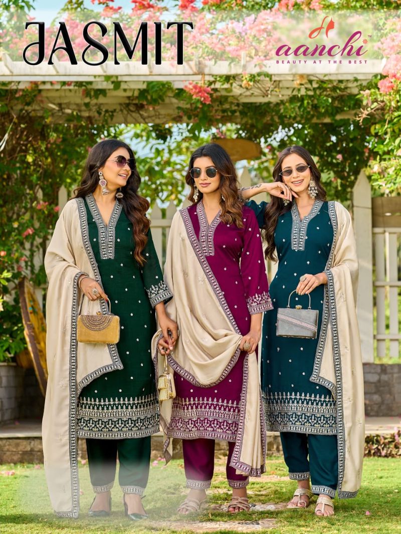 1783689912 Aanchi Jasmit Vichitra Silk Embroidery Kurti Set With Dupatta Rehmat Boutique Aanchi Jasmit Vichitra Silk Embroidery Kurti Set With Dupatta Rehmat Boutique