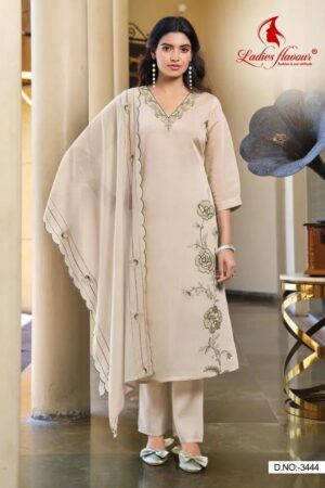 Ladies Flavour 3444 Mul Chanderi Kurti With Bottom Dupatta Rehmat Boutique
