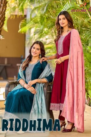 Aanchi Riddhima Vichitra Silk Anarkali Kurti With Bottom Dupatta Rehmat Boutique