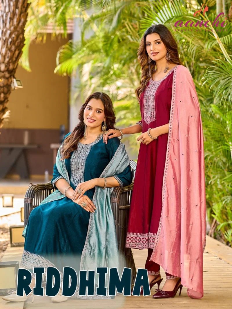 1783950863 Aanchi Riddhima Vichitra Silk Anarkali Kurti With Bottom Dupatta Rehmat Boutique Aanchi Riddhima Vichitra Silk Anarkali Kurti With Bottom Dupatta Rehmat Boutique