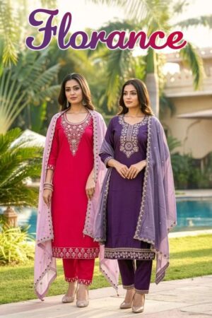 Florance D No 1001 To 06 Cotton Silk Embroidered Kurti Set Rehmat Boutique