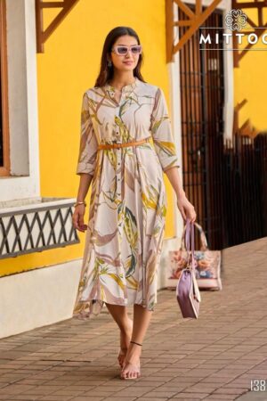 Mittoo Belt Vol 27 Printed One Piece Stylish Kurti Rehmat Boutique