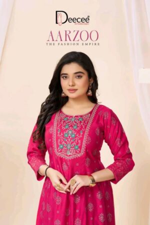 Deecee Aarzoo Gadwal Foil Printed Anarkali Kurti Collection Rehmat Boutique