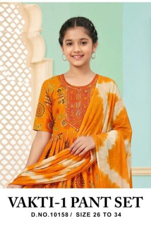 Vakti 10158 Capsule Kids Wear Printed Kurti With Pant Dupatta Rehmat Boutique