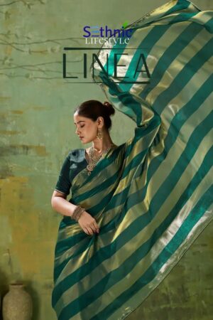 Sethnic Linea Velvet Gold Patta Festive Wear Saree Online Rehmat Boutique