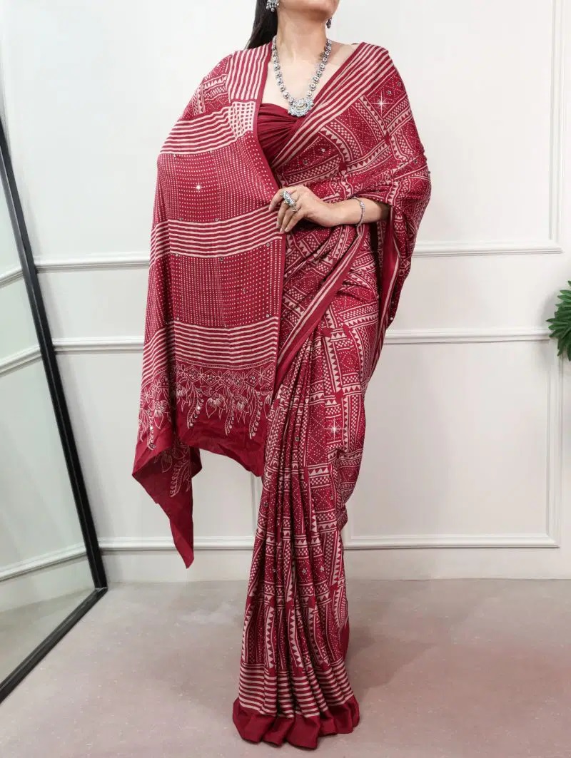1784258792 Taraa L 7405 Satin Ajrakh Printed Saree Collection Rehmat Boutique Taraa L 7405 Satin Ajrakh Printed Saree Collection Rehmat Boutique