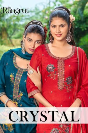 Rangrut Crystal Embroidered Kurti Bottom With Dupatta Rehmat Boutique