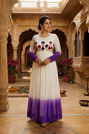 Ka 1263 Star Georgette Thread Work Gown Collection Rehmat Boutique