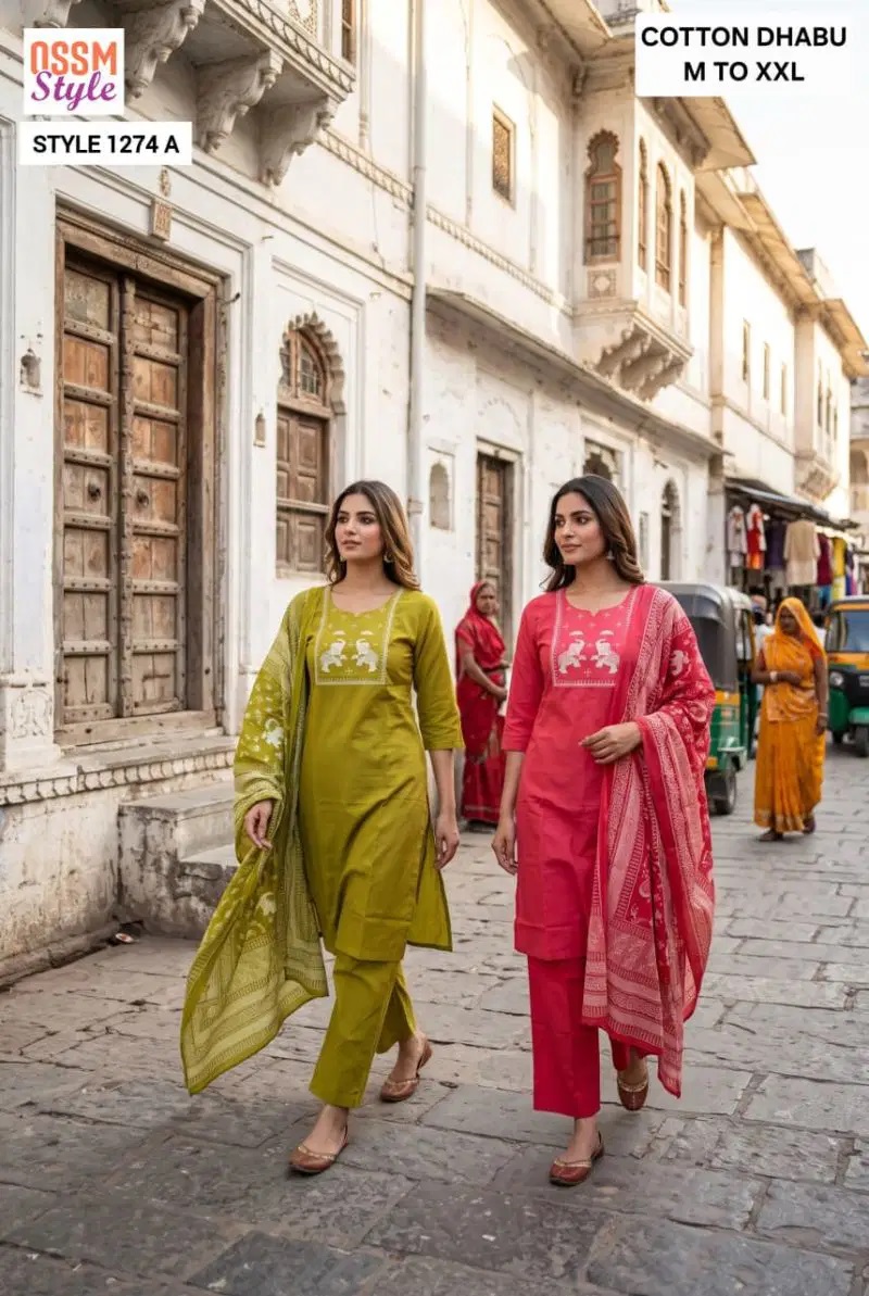 1784382062 Ossm Style 1274 Dhabu Cotton Kurti With Bottom Dupatta Rehmat Boutique Ossm Style 1274 Dhabu Cotton Kurti With Bottom Dupatta Rehmat Boutique