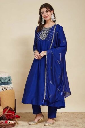 Navya Kurti 279 Vichitra Silk Long Kurti Pant With Dupatta Rehmat Boutique