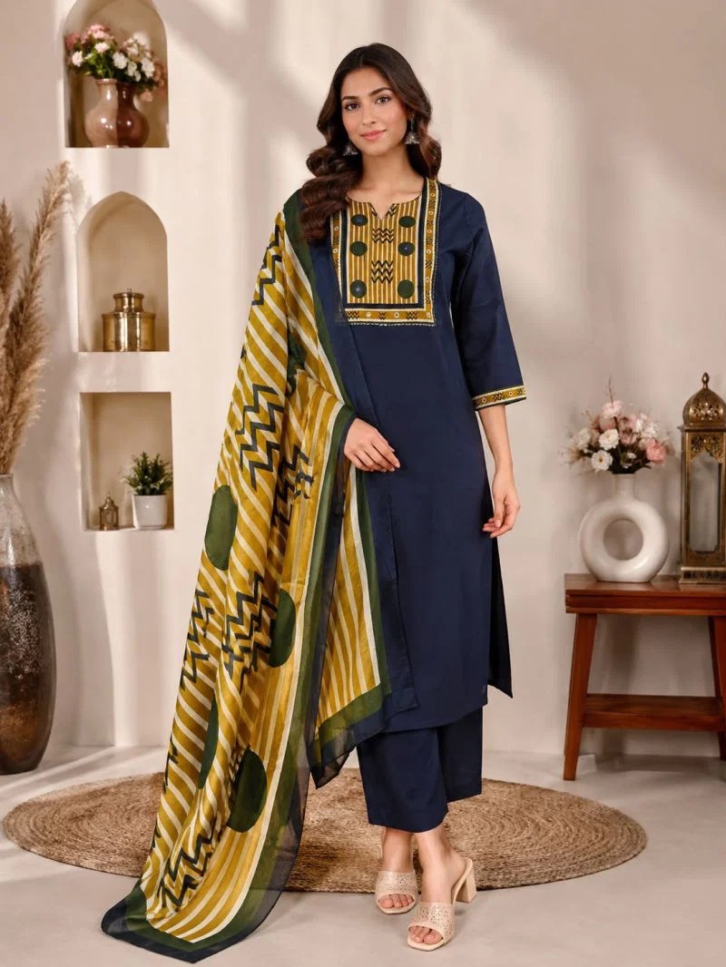 1784555162 Nisha K 1124 Dhabu Cotton Kurti With Bottom Dupatta Rehmat Boutique Nisha K 1124 Dhabu Cotton Kurti With Bottom Dupatta Rehmat Boutique