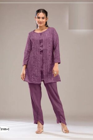 2105 A To D Faux Georgette Sequence Work Kurti Bottom With Koti Rehmat Boutique