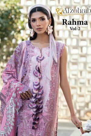 Alzohaib Rahma Vol 2 Cotton Patch Work Pakistani Suit Chiffon Dupatta Rehmat Boutique