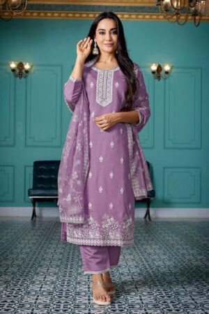 Dhruvi 488 Embroidered Kurti With Pant Dupatta Online Rehmat Boutique