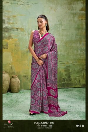 Rajtex Pure Ajrakh 048 Modal Ajrakh Printed Saree Collection Rehmat Boutique