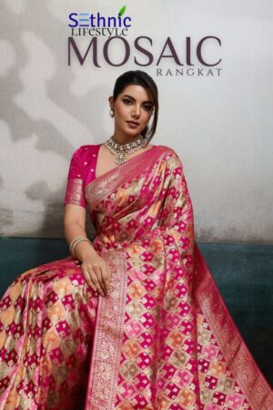 Sethnic Mosaic Satin Jacquard Work Saree Collection Rehmat Boutique