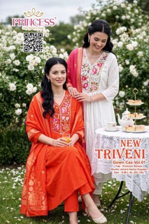 Princess New Triveni Roman Silk Anarkali Kurti Set With Dupatta Rehmat Boutique