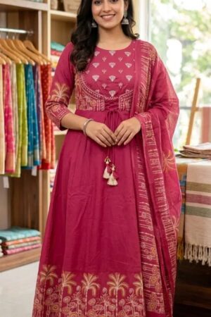 Tlc Vol 56 Cotton Anarkali Kurti With Bottom Dupatta Rehmat Boutique