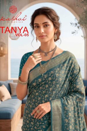Kashvi Tanya Vol 5 Dull Moss Daily Wear Printed Saree Collection Rehmat Boutique