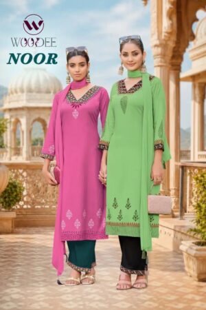 Woodee Noor Thread Work Kurti With Bottom Dupatta Collection Rehmat Boutique