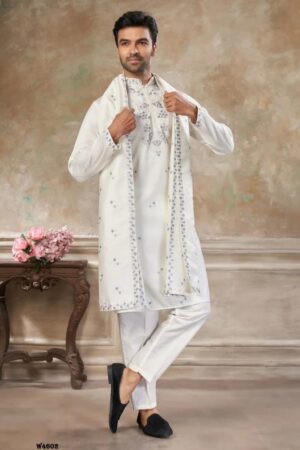 Outluk Wedding 46 Silk Embroidered Work Mens Kurta With Pajama Rehmat Boutique
