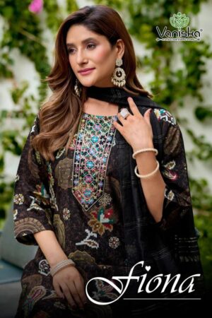 Vaniska Fiona Vertican Foil Printed Kurti With Bottom Dupatta Rehmat Boutique