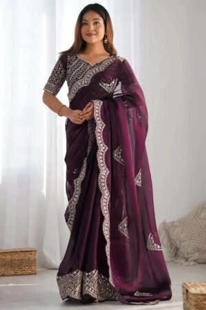 SM Pari 1 Coding Sequence Work Designer Saree Collection Rehmat Boutique