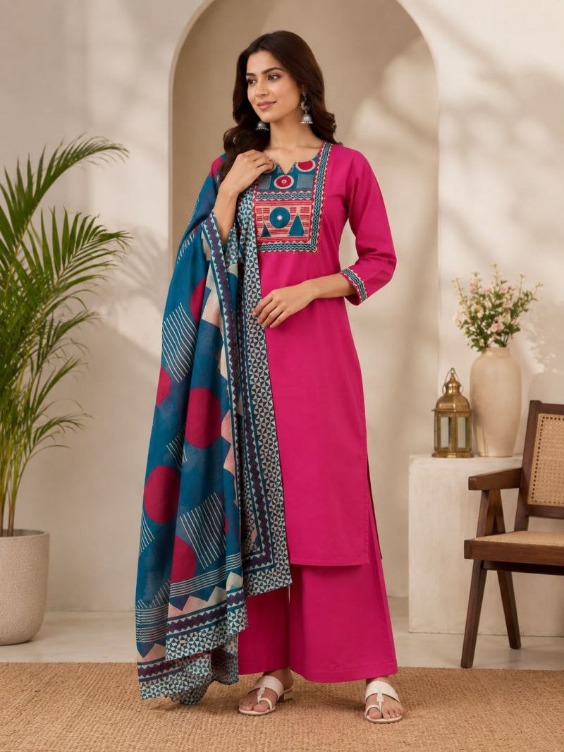 20260720134602.naisha k 11241784549472565915998 Nisha K 1124 Dhabu Cotton Kurti With Bottom Dupatta Rehmat Boutique Nisha K 1124 Dhabu Cotton Kurti With Bottom Dupatta Rehmat Boutique